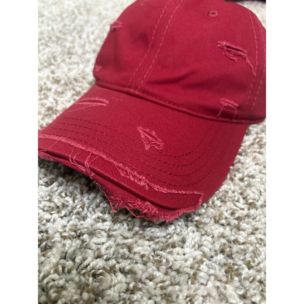 Burgundy Distressed Baseball Cap - Picture 4 of 7